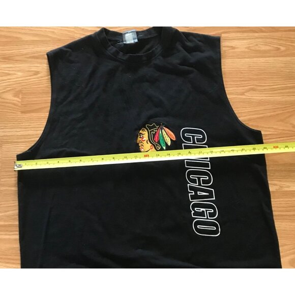 Chicago Blackhawks Sleeveless Tank Top Men's Large Black Cotton NHL Fan Hockey - Picture 7 of 7